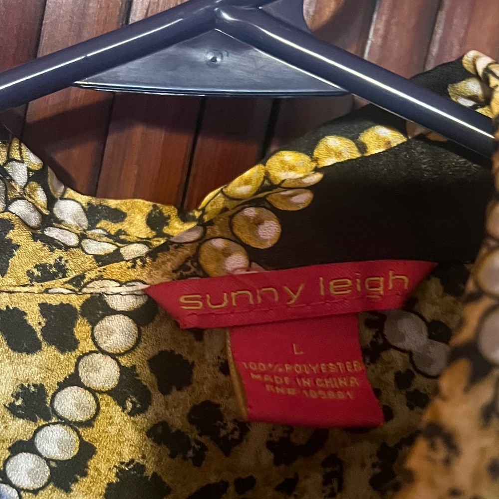 SUNNY LEIGH Womens Size L Long Sleeve Sheer Button Up Blouse Shirt - Picture 5 of 6